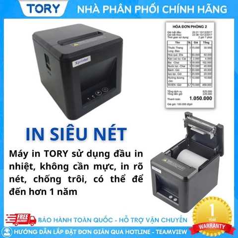 Máy in nhiệt, in bill hàng chính hãng Xprinter XP-T80W khổ 80mm, in điện thoại (kết nối USB + WIFI)