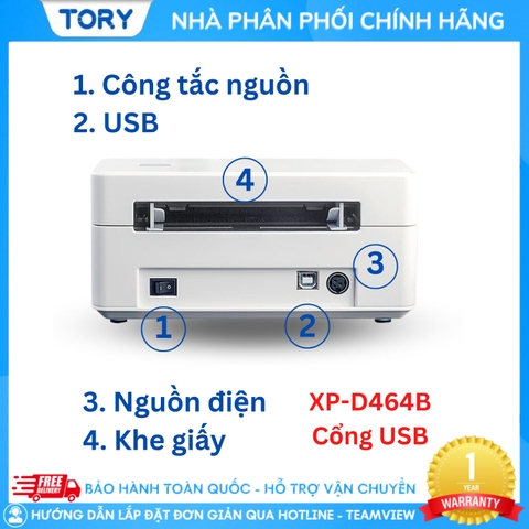 Xprinter XP-D464B (USB) Máy in đơn hàng, tem nhãn. Máy in đơn hàng, in tem nhãn, in vận đơn TMĐT khổ 110mm