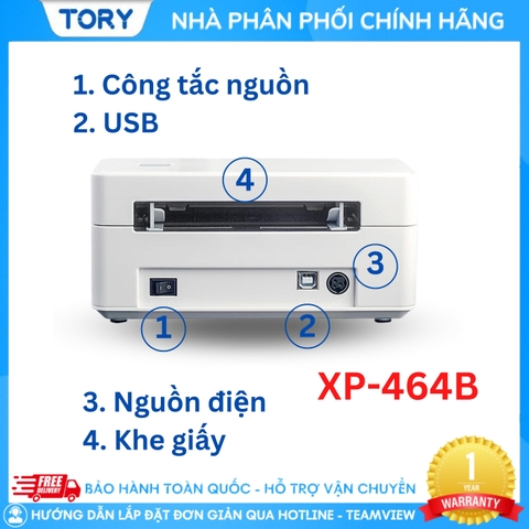 Xprinter XP-D464B (USB+Bluetooth) Máy in đơn hàng, tem nhãn. In không dây, in qua điện thoại. Máy in đơn hàng, in tem nhãn, in vận đơn TMĐT khổ 110mm