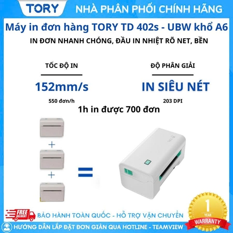 Máy in mã vạch, tem nhãn, decal, hàng chính hãng TPL TD-402S khổ 110mm (USB + Wifi + Bluetooth)