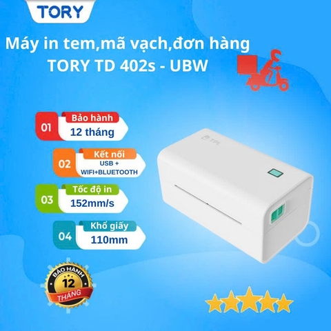Máy in mã vạch, tem nhãn, decal, hàng chính hãng TPL TD-402S khổ 110mm (USB + Wifi + Bluetooth)