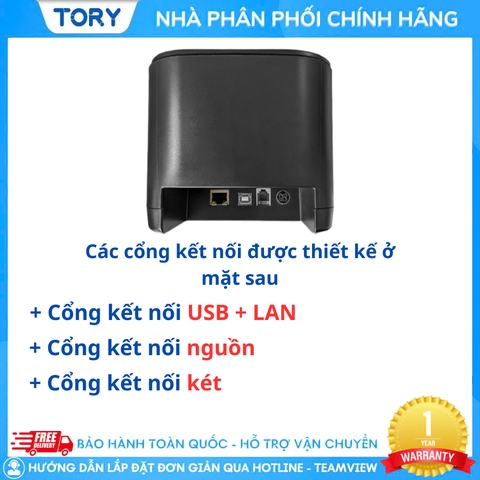 Máy in nhiệt, in bill hàng chính hãng Xprinter XP-Q80B khổ 80mm, in điện thoại (kết nối USB + LAN)