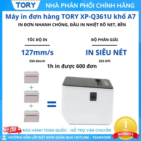 Máy in mã vạch, tem nhãn, decal, hàng chính hãng Xprinter XP-Q361U khổ 80mm  (USB + LAN)