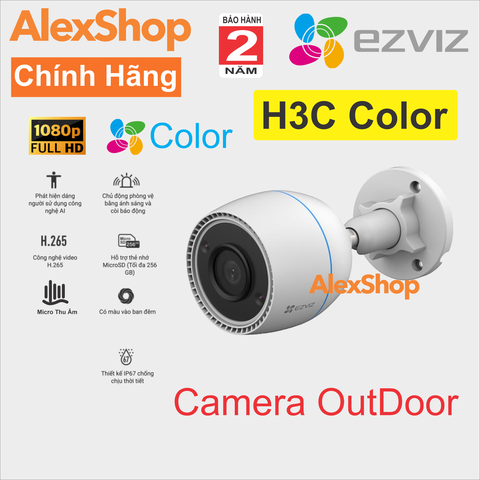 [2M] Camera Wifi Ezviz H3C 2MP Color Ngoài Trời Cố Định, Có Màu Ban Đêm