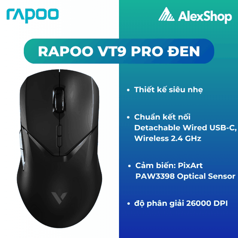 Chuột Gaming Không Dây Rapoo VT9 Pro - Màu Đen