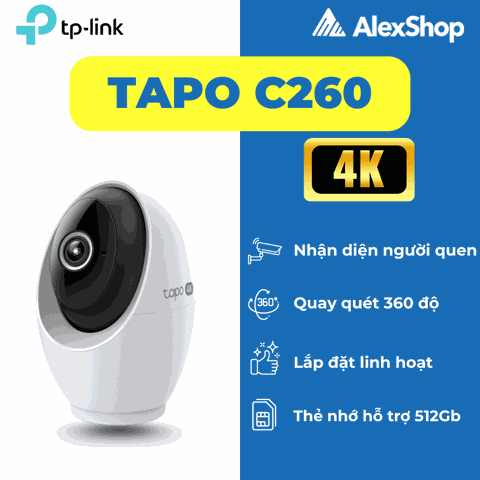 [4K] Camera AI Tapo C260 Chất Lượng 4K, Nhận Diện Khuôn Mặt, Xoay 360 Độ TP-Link