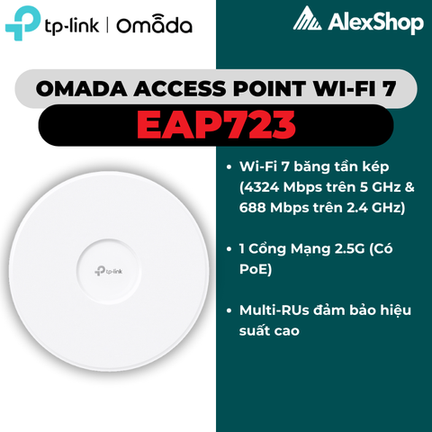 [BE5000] TP-Link Omada EAP723 | Access Point Wifi 7 Gắn Trần Băng Thông BE5000, Cổng 2.5G