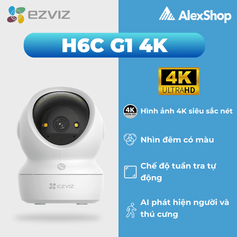 [4K] Camera Wifi Ezviz H6C 4K G1, Trong Nhà Xoay 360 Độ, AI Ảnh Siêu Nét, Chóng Ngược Sáng
