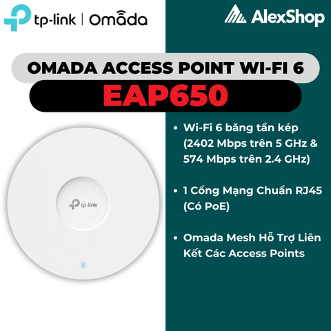 [AX3000] TP-Link Omada EAP650 | Access Point Wifi 6 Gắn Trần Băng Thông AX3000