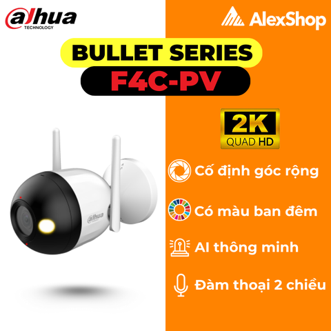 [4M] Camera Dahua F4C - PV, Cố Định Ngoài Trời, Màu Ban Đêm, Đàm Thoại 2 Chiều
