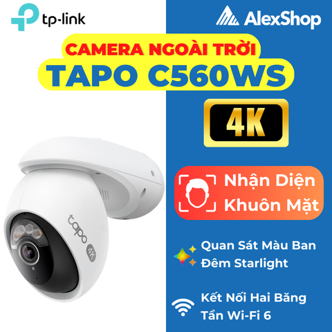 [4K] Tapo C560WS | Camera Nhận Diện Khuôn Mặt AI Siêu Nét, Xoay 360, Màu Đêm Starlight
