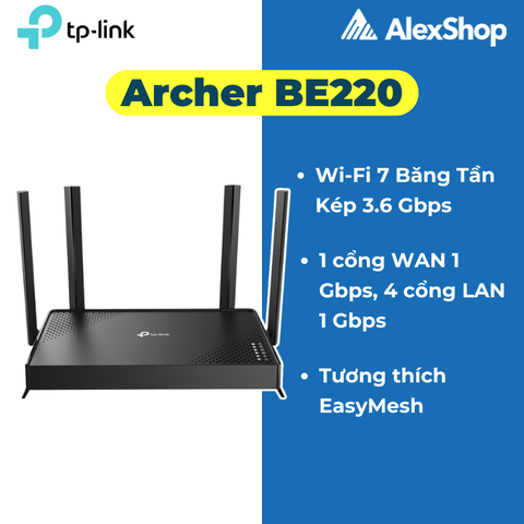 [BE3600] TP-Link Archer BE220, Router Wi-Fi 7 Băng Tần Kép BE3600