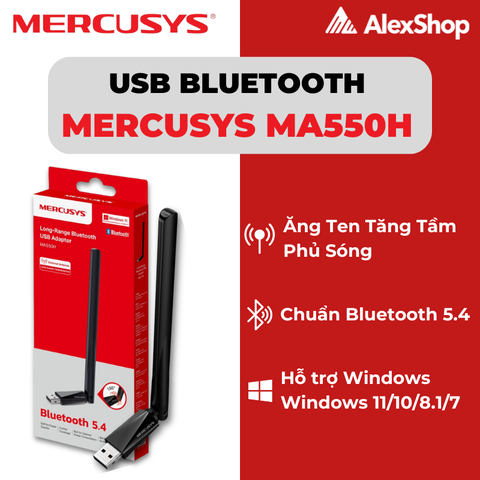 MA550H | Usb Bluetooth 5.4 Mercusys Anten Nối Dài Cho Sóng Xa hơn, Dành Cho PC Hoặc Laptop