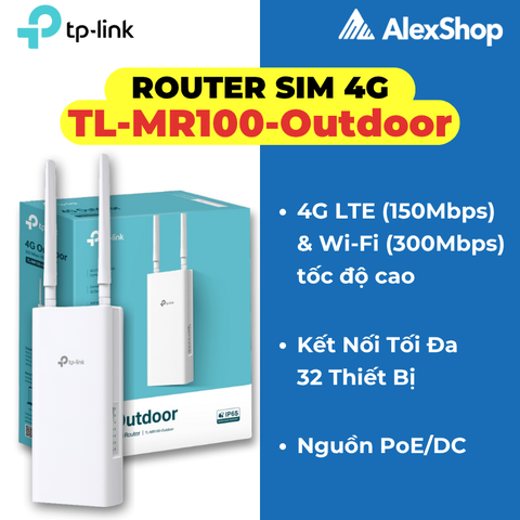 TP-Link MR100 Outdoor | Bộ Phát Wi-Fi Ngoài Trời 4G Tốc Độ 300 Mbps