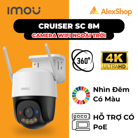[4K] Camera Wifi Imou Cruiser SC 4K (8M), Ngoài Trời Hỗ Trợ POE, Xoay Đàm Thoại 2 Chiều, Màu Đêm_K7FP-8V0N