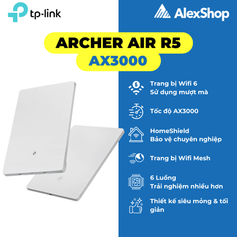 [AX3000] Thiết Bị Phát Wifi Mesh 6 TP-Link Archer Air R5 Siêu Mỏng Ốp Tường, Băng Thông AX3000