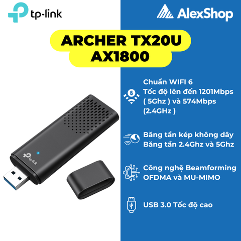 [AX1800] Thiết Bị Thu WiFi 6 TP-Link TX20U USB Wifi 6