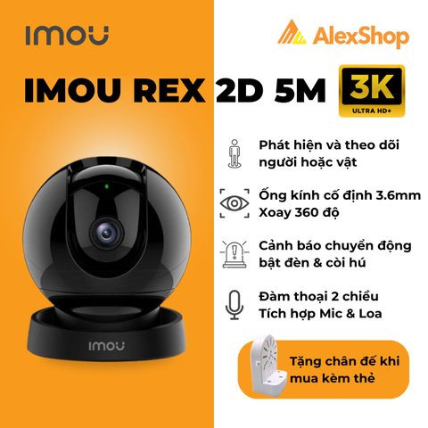 [5M] Camera Wifi Imou Rex 2D GK2DP-5C0W Trong Nhà Xoay 360 Độ, Tuần Tra Tự Động