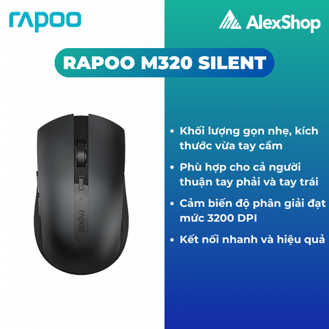 Rapoo M320 Silent Chuột Không Dây - Màu Đen