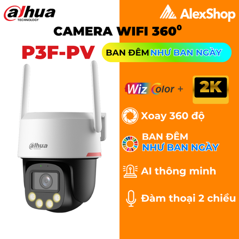 [3M] Camera Wifi Wiz-Color Dahua DH-P3F-PV Ngoài Trời Ban Ngày Như Ban Đêm, Xoay 360 Độ