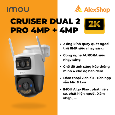 [8M ] Camera Wifi IMOU S7XFP Cruiser Dual 2 Pro 8MP Ngoài Trời 2 Mắt Trang Bị Công Nghệ Hỗ Trợ Ánh Sáng Yếu Arora - IPC-S7XFP-8U0WED -