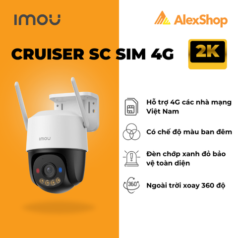 [3M] Camera 4G IMOU Cruiser SC 4G Dùng Sim Ngoài Trời Xoay 360 Độ, Đàm Thoại 2 Chiều, Màu Ban Đêm