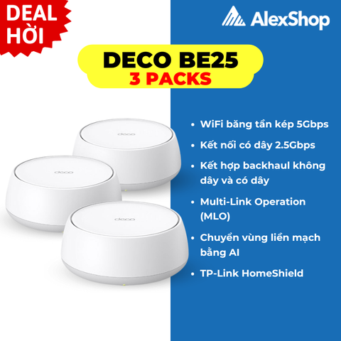 [BE5000] Thiết Bị Phát Wifi 7 Mesh TP-Link Deco BE25, Chuẩn Băng Thông BE5000
