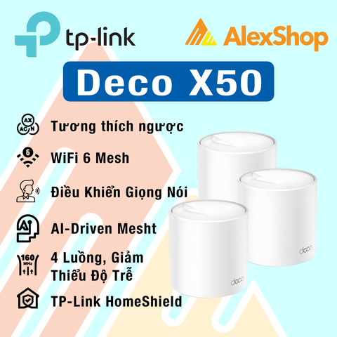 Bộ Phát WiFi 6 TP-Link Deco X50 (3 Packs) Chuẩn AX3000 - Alexshop