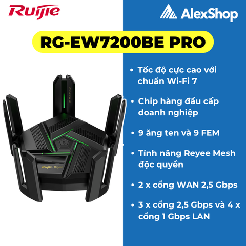 [BE7200] Ruijie RG-EW7200BE PRO | Phát Wifi 7 Quản Lí Cloud, Cổng 2.5G