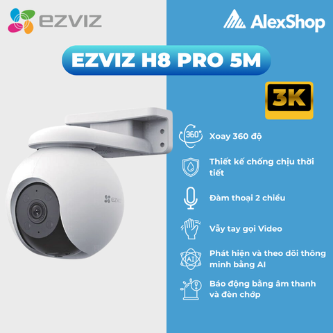 [5M] Camera Wifi EZVIZ H8 PRO Ngoài Trời Xoay 360 Độ, Trang Bị AI Thông Minh