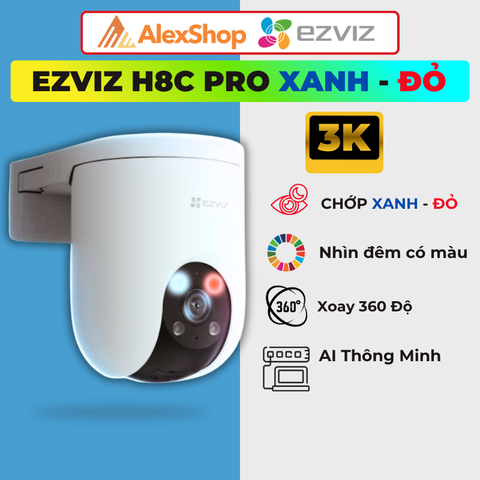 [5M] Camera Wifi Ezviz H8C pro Xanh - Đỏ 5MP Ngoài Trời Xoay, Màu Ban Đêm