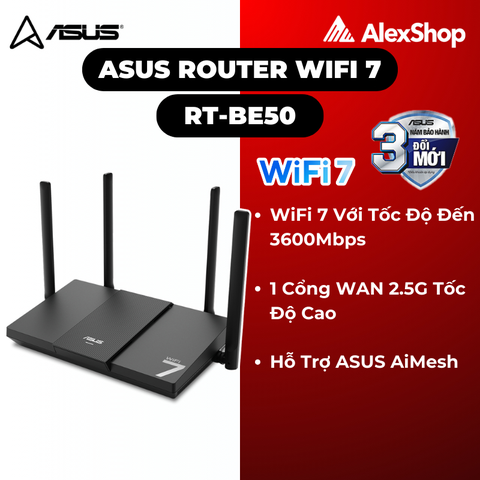 [BE3600] Phát Wifi 7 Asus RT-BE50 Gaming, Cổng 2.5G, Quad Core