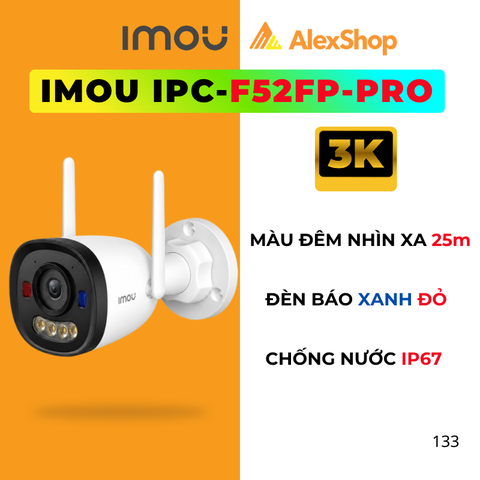 [5M] Camera Wifi Imou F52FP PRO Chớp Xanh Đỏ,Cố Định Ngoài Trời, Góc Rộng, Có Màu Ban Đêm_IPC-F52FP-PRO