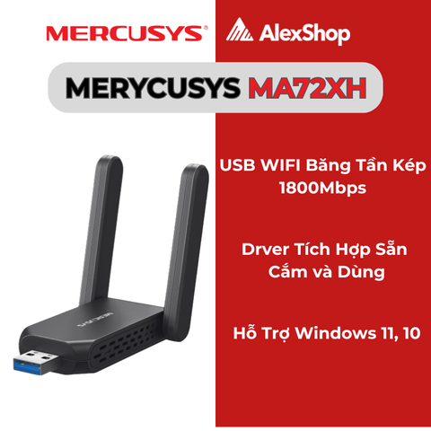 [AX1800 ]Mercusys MA72XH USB Wi-Fi Băng Tần Kép AX1800 Độ Lợi Cao