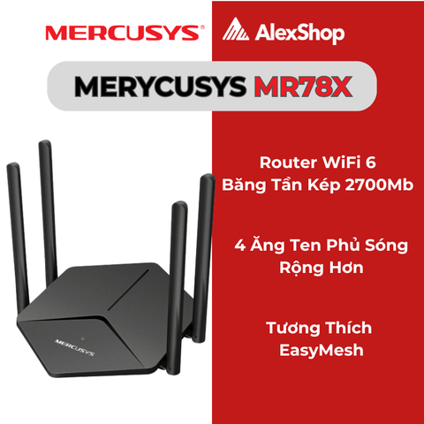 [AX2700]Mercusys MR78X Router Wi-Fi 6 Băng Tần Kép AX2700