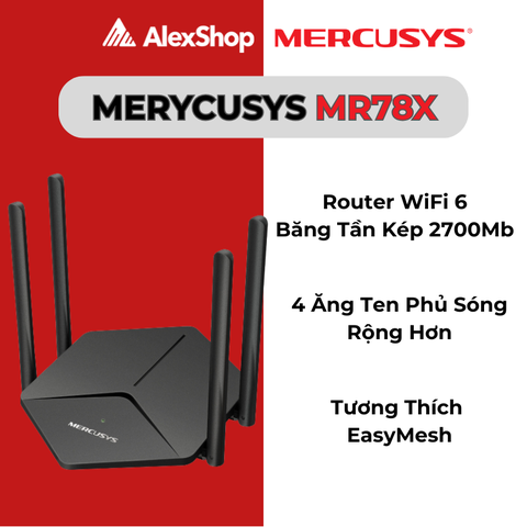 [AX2700]Mercusys MR78X Router Wi-Fi 6 Băng Tần Kép AX2700
