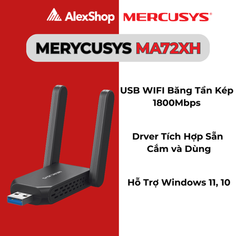 [AX1800 ]Mercusys MA72XH USB Wi-Fi Băng Tần Kép AX1800 Độ Lợi Cao