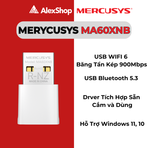 [AX900]Mercusys MA60XNB USB Nano Wi-Fi 6 Bluetooth AX900