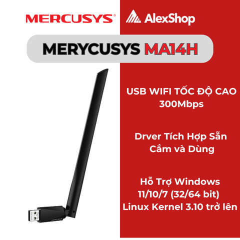 [AX300 ]Mercusys MA14H USB Wi-Fi 6 AX300 Công Suất Cao