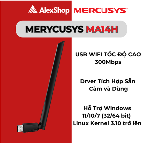 [AX300 ]Mercusys MA14H USB Wi-Fi 6 AX300 Công Suất Cao