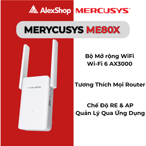 [AX3000] Mercusys ME80X Bộ Mở Rộng Sóng Wi-Fi 6 AX3000