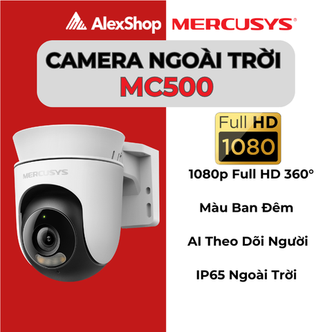 [2M] Camera MC500 Mercusys Ngoài Trời, Xoay 360 Độ, Đàm Thoại 2 Chiều, Màu Ban Đêm