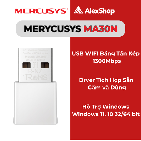 [AC1300]Mercusys MA30N USB Wi-Fi Băng Tần Kép Nano AC1300