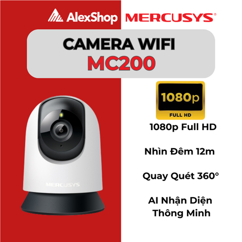 [2M] Camera Mercusys MC200, Camera Trong Nhà Xoay, Đàm Thoại 2 Chiều