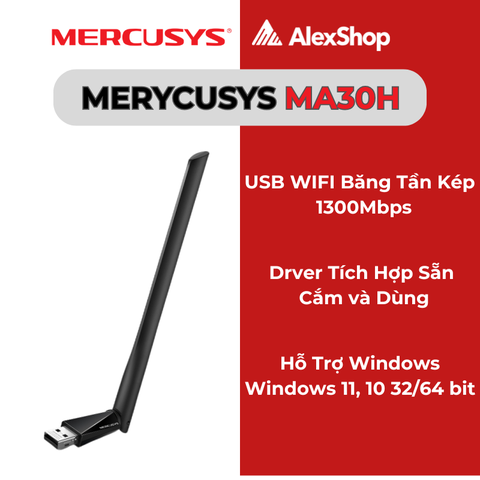 [AC1300 ]Mercusys MA30H USB Wi-Fi AC1300 Độ Lợi Cao Hai Băng Tần