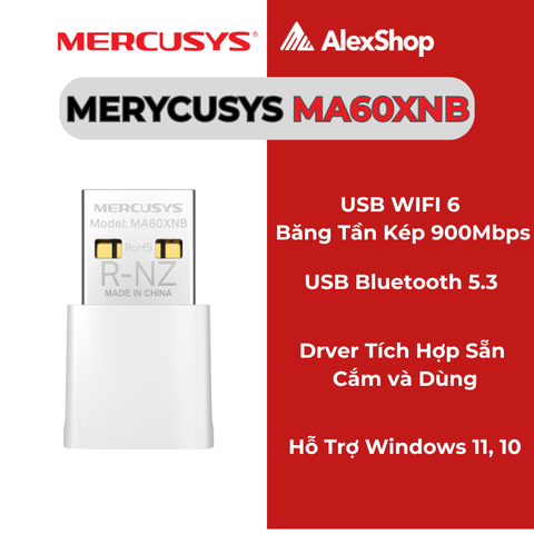[AX900]Mercusys MA60XNB USB Nano Wi-Fi 6 Bluetooth AX900
