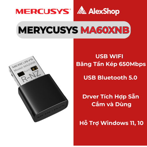 [AC650]Mercusys MA20NB USB Wi-Fi Bluetooth Nano AC650