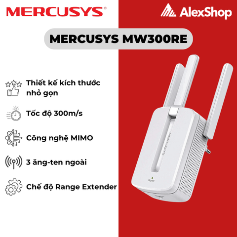 [300M] Reapter Mercurys MW300RE 300m phát vô tuyến 2.4GHz