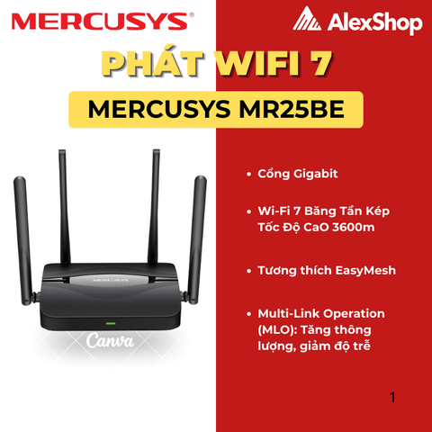[BE3600] Mercusys MR25BE Phát Wifi 7 Băng Tần Kép