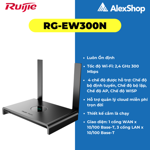 [300M] Thiết Bị Phát Wifi Ruijie RG-EW300N , Băng Thông 300M , Vô tuyến Thông minh